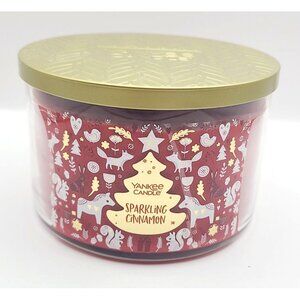 Yankee Candle Sparkling Cinnamon 3-Wick 18oz Scented Jar Candle With Gold Lid
